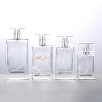 Rechteckiger Kosmetik-Korkenzieher-Mund-transparente leere Flaschen-GlasParfümflasche der Parfümflasche-30ML50ML100ML