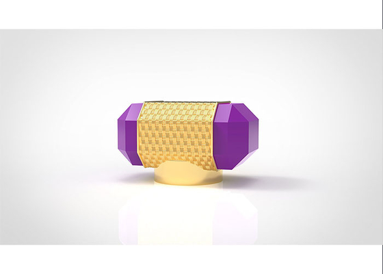 Purpurroter Stein Luxus-Zamac kreative Goldmetallzink-Legierung der Parfümflasche-Abdeckungs-15mm