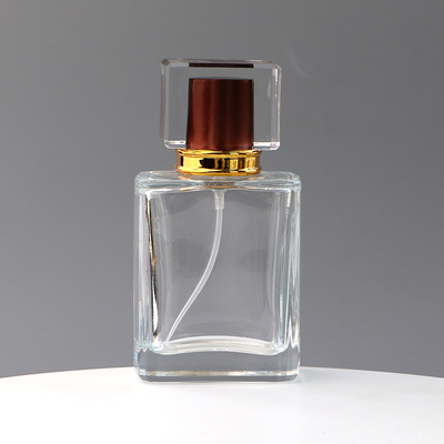 kaufen Stellen-Quadrat-transparente Glasparfümflasche-Acrylabdeckungs-Spray-Presse-Reise-unterschiedliche Flaschen-Kosmetik-Beispielflasche online manufacture