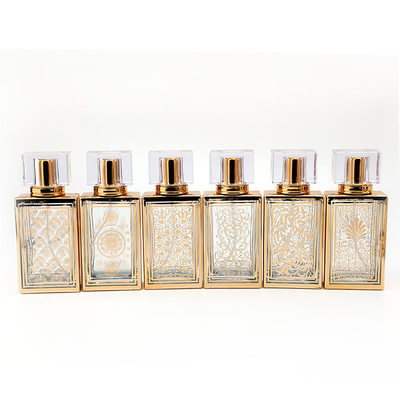 kaufen 50ml galvanisierte quadratische Parfümflasche Subpackage-leere Flaschen-Großhandelsglasflaschen-Parfüm-Spray-Glas-Flasche online manufacture