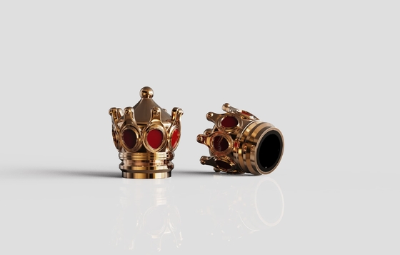 kaufen Glanzgold, maßgeschneiderte kronenförmige Zamak-Parfümkappen Zink-Parfümflaschenkappen online manufacture