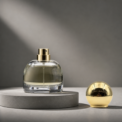 kaufen Luxus-Spiegel Glanz Feste glatte Kugel Zamac Parfum Kappe Goldplattiert einfache runde Kugel Duft Deckel Zinklegierung Metall Parfüm Flasche Abdeckung Custom Logo FEA15 Für Dubai Oud Attar Parfümflasche Online-Herstellung