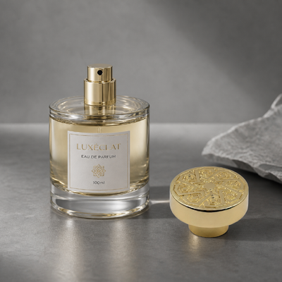 kaufen Luxus Pilz Rund Zamac Parfum Kappe Gold beschichtet 3D geprägt Arabischer Stern Geometrisches Muster Duft Deckel Zinklegierung Metall Parfum Flasche Abdeckung Custom Logo FEA15 Für Parfümflasche Online-Herstellung