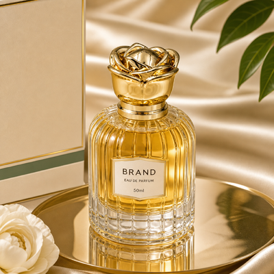 kaufen Fabrik Custom Logo Spiegel poliert 3D Vollblüten Rose Zamac Parfum Kappe Glanz Gold Zinklegierung Schüssel Runde Blumendeckel kompatibel FEA15 Glas Ladies Oud Parfümflaschen Online-Herstellung