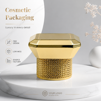 kaufen Glanzgold achtseckig geschnitten Zinklegierung Parfümkappe Diamant Knurled Basis Custom Metall Duft Deckel Modell JH5046 Für Luxus Designer leere Glasparfümflasche Online-Herstellung