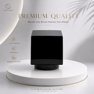 kaufen Glanzfest Schwarz Quadrat Zinklegierung Parfüm Kappe Custom Glatte Kubus Metall Duft Deckel Modell JH5080 Für Luxus leere Designer Glas Parfümflasche Online-Herstellung