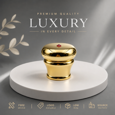 kaufen Premium Geometrische Facettenkuppel Multi Ring Chrom Silber Zinklegierung Parfümkappe Solider Schwerer Zamak Metall Deckel für High-End Designer Parfümverpackung Magnetisch Online-Herstellung