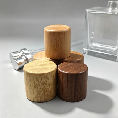 Besorgen Zylindrische Holzflaschenkappe Custom Gravierte Logo Naturholzdeckel für Parfüm Kosmetikflasche OEM Großhandel Online-Herstellung