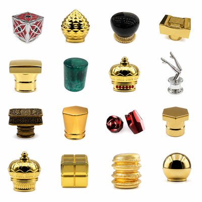 Besorgen Gold polierte Zamak-Parfümkappe für High-End-Duftflasche mit Pumpe Zinklegierung Abdeckung Magnetische Parfümflaschen-Kappe Online-Herstellung