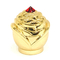 Kundenspezifische Luxus- Gold-Farbe-Zamak-Metallparfümflasche-Kappen mit rotem Stein