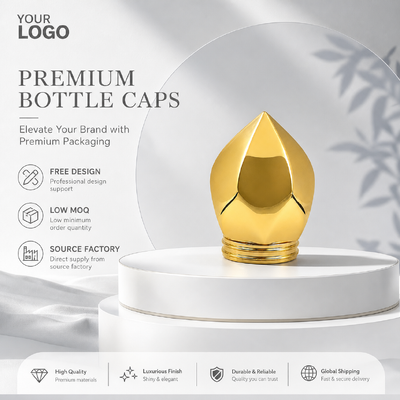 Luxus-Mehrfach-Wassertropfen Zinklegierung Parfümkappe Spiegel Gold Elektroplatiert Zamac Duftflasche Deckel Custom Logo OEM ODM Quelle Fabrik Großhandel