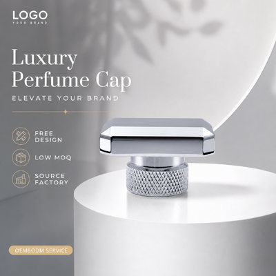 Spiegel Silber Oktagonal geschnitten Diamant Zinklegierung Parfüm Kappe Custom Logo Metall Duft Deckel Für Luxus leeren Designer Glas Parfum Kosmetikverpackung