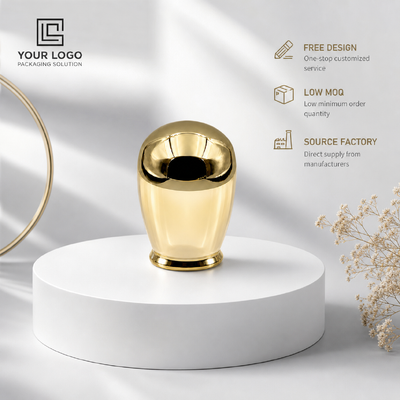 Luxus Spiegel Gold Oval Kuppel Zinklegierung Parfüm Kappe benutzerdefinierte gebogene Metall Duftflasche Deckel für kosmetische Parfüm Glasflasche