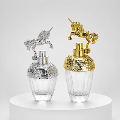 3D Einhorn Zamac Parfümkappe Zinklegierung Dekorative Metall Duftflaschenverschluss Gold Silber Vergoldung Kundenspezifisches Logo