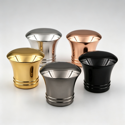 Fabrik Großhandel Ausgestellte Taillen-Design Zamac Parfümkappe Doppelring Basis Metall Parfümflaschenabdeckung Gold Silber Roségold Schwarz Gunmetal Benutzerdefiniertes Logo