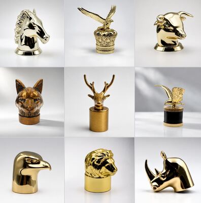 Source Factory Luxury Animal Head Zinc Alloy Perfume Cap Custom Logo Magnetic Zamac Perfume Bottle Lid Various Styles