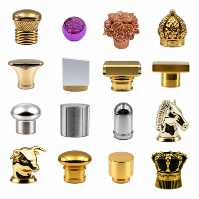 Golden Fragrance Bottle Lids Gold Plate Zinc Alloy Fragrance Bottle Lid Custom Logo for Perfume Bottle Wholesale Perfume Cap