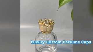 Custom Luxury Zamac Perfume Bottle Caps Gold Rose Design